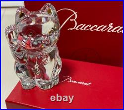 Baccarat Maneki Neko Beckoning Cat Lucky Charm Crystal Japan