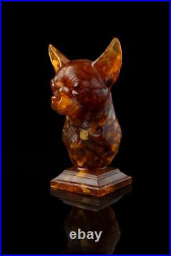 Baltic Amber Chihuahua Figurine 67 gr Baltic Amber Dog Sculpture Wholesale
