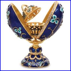 Basket of Flowers Blue Faberge Egg Replica Jewelry Box Easter Egg? 6