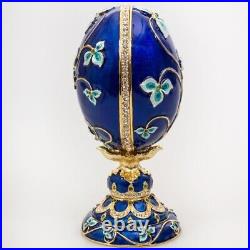 Basket of Flowers Blue Faberge Egg Replica Jewelry Box Easter Egg? 6