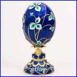 Basket of Flowers Blue Faberge Egg Replica Jewelry Box Easter Egg? 6