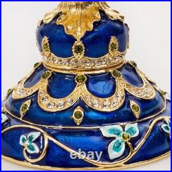 Basket of Flowers Blue Faberge Egg Replica Jewelry Box Easter Egg? 6