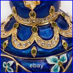 Basket of Flowers Blue Faberge Egg Replica Jewelry Box Easter Egg? 6