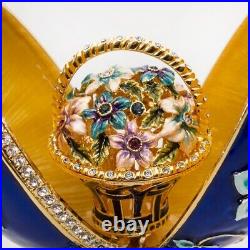 Basket of Flowers Blue Faberge Egg Replica Jewelry Box Easter Egg? 6