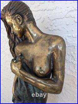 Beautiful Vintage Art Nouveau Style Bronze Lady Semi-nude Statue Sculpture