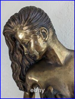 Beautiful Vintage Art Nouveau Style Bronze Lady Semi-nude Statue Sculpture