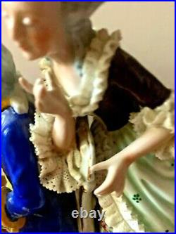 Beautiful Vintage Porcelain Lace Erphila Germany Figurine Count & Countess 8.5H