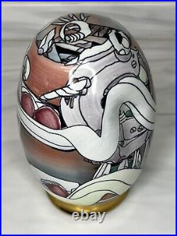 Bing Gleitsman Face Sculpture Signed 1995 Ceramic Glazed Abstract Face