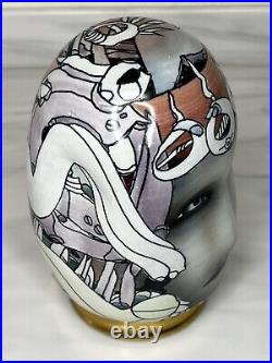 Bing Gleitsman Face Sculpture Signed 1995 Ceramic Glazed Abstract Face