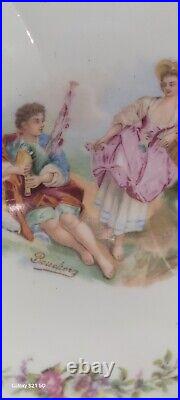 Boucher Vintage Hand Painted Figurines Of Male & Female Inside Of Bowl