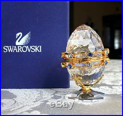 Boxed Swarovski Egg With Garland Crystal Memories Faceted Egg on Stand 253442