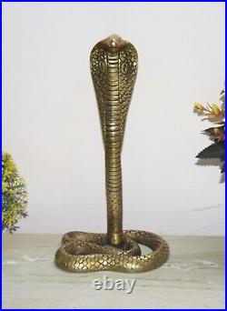 Brass Cobra Naag Devta Statue Handcarved Snake Figurine Office Décor Animal HK40