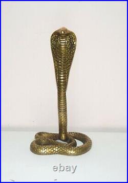 Brass Cobra Naag Devta Statue Handcarved Snake Figurine Office Décor Animal HK40