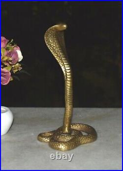 Brass Cobra Naag Devta Statue Handcarved Snake Figurine Office Décor Animal HK40