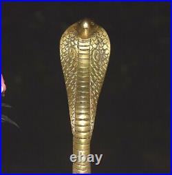 Brass Cobra Naag Devta Statue Handcarved Snake Figurine Office Décor Animal HK40