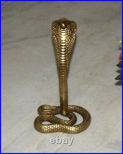 Brass Cobra Naag Devta Statue Handcarved Snake Figurine Office Décor Animal HK40