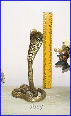 Brass Cobra Naag Devta Statue Handcarved Snake Figurine Office Décor Animal HK40