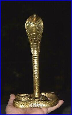 Brass Cobra Naag Devta Statue Handcarved Snake Figurine Office Décor Animal HK40