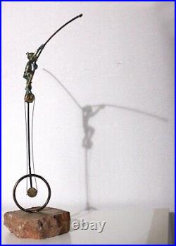 Bronze Balance Sculpture by Bijan Boy on Unicycle Marble Base