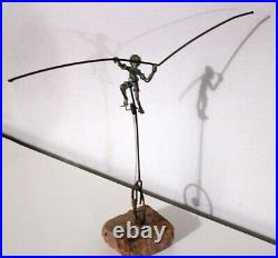 Bronze Balance Sculpture by Bijan Boy on Unicycle Marble Base