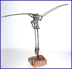 Bronze Balance Sculpture by Bijan Boy on Unicycle Marble Base