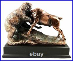 Bronze Electroplated Resin Fighting Stock Market Bull and Bear Sculpture Statue