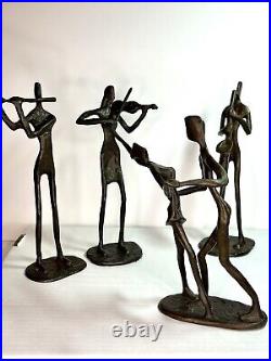 Bronze Sculpture Jazz Band And Dancers skinny Sax Flute Violin