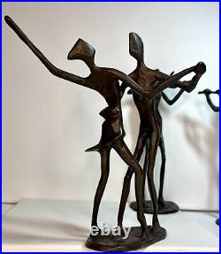 Bronze Sculpture Jazz Band And Dancers skinny Sax Flute Violin
