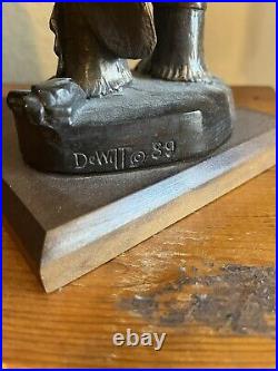Bronze Sculpture Signed DeWitt 89 Conjuring Back The Buffalo 16 In Tall