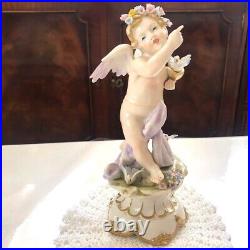 Capodimonte Angel Playing with Doves Antique Figurine