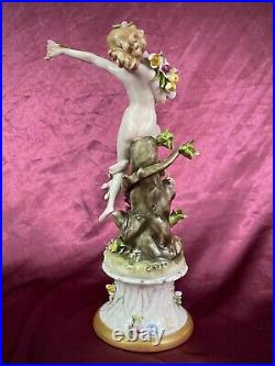 Capodimonte Giuseppe Cappe Porcelain Garden Beauty Figure Semi Nude Woman Signed