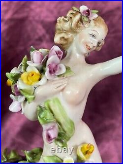 Capodimonte Giuseppe Cappe Porcelain Garden Beauty Figure Semi Nude Woman Signed
