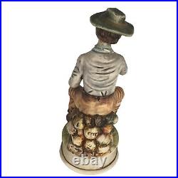 Capodimonte Italy Wood Cutter Man Sitting w Pipe Porcelain 12x5 Stamped
