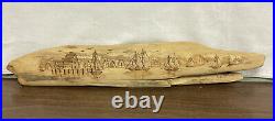 Carved Driftwood Decor Signed A. Lowther Sail Boats and Lake-houses