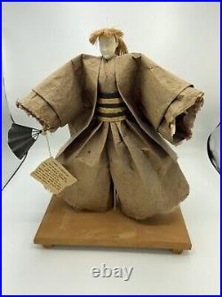 Carved Wood Japanese Man In Wedding Suit Figurine VTG