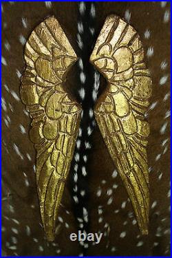 Carved Wooden Antique Style ANGEL WINGS Gold Gilt Leaf Distressed Wood Decor