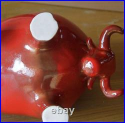 China Jingdezhen Ceramics Porcelain Red Glaze Zodiac Animal Cattle Bull Oxen Ox