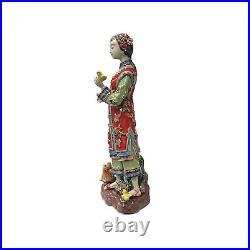 Chinese Oriental Porcelain Qing Style Dressing Chicken Lady Figure