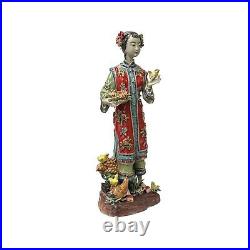 Chinese Oriental Porcelain Qing Style Dressing Chicken Lady Figure