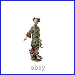 Chinese Porcelain Qing Style Dressing Fishes Lady Figure ws3716