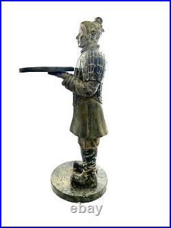 Chinese Soldier Large 37 Asian Statue with Serving Tray Vintage Oriental Decor