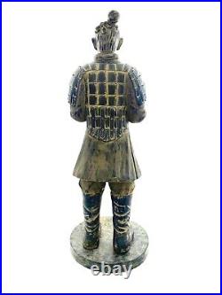 Chinese Soldier Large 37 Asian Statue with Serving Tray Vintage Oriental Decor