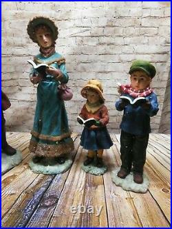 Christmas 4pc Resin Carollers Holiday Singing Family 23 21 17 14 tall
