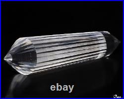 Clear! 3.9 Quartz Rock Crystal Carved Faceted Crystal Wand/Point, Healing