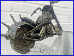 Collector Piece Skull Chopper Motorcycle Artwork Made Of Parts Heavy