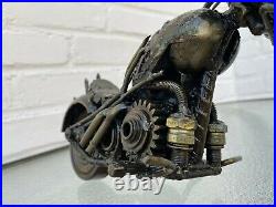 Collector Piece Skull Chopper Motorcycle Artwork Made Of Parts Heavy