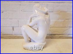 Czech Glossy Ceramic Statue / Figurine of Woman with Impressed Mark Czech Glossy Ceramic Statue / Figurine of Woman with Impressed Mark