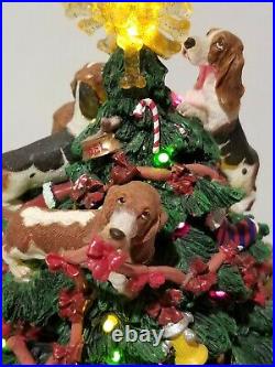 Danbury Mint Basset Hound Dog Christmas Tree Lighted Figurine VERY RARE