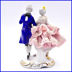 Dresden Lace Rococo Courting Couple Figurine 5.25 Carl Thieme C19th Antique