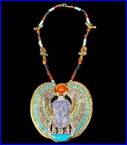 Egyptian King Tutankhamun Winged Scarab Necklace